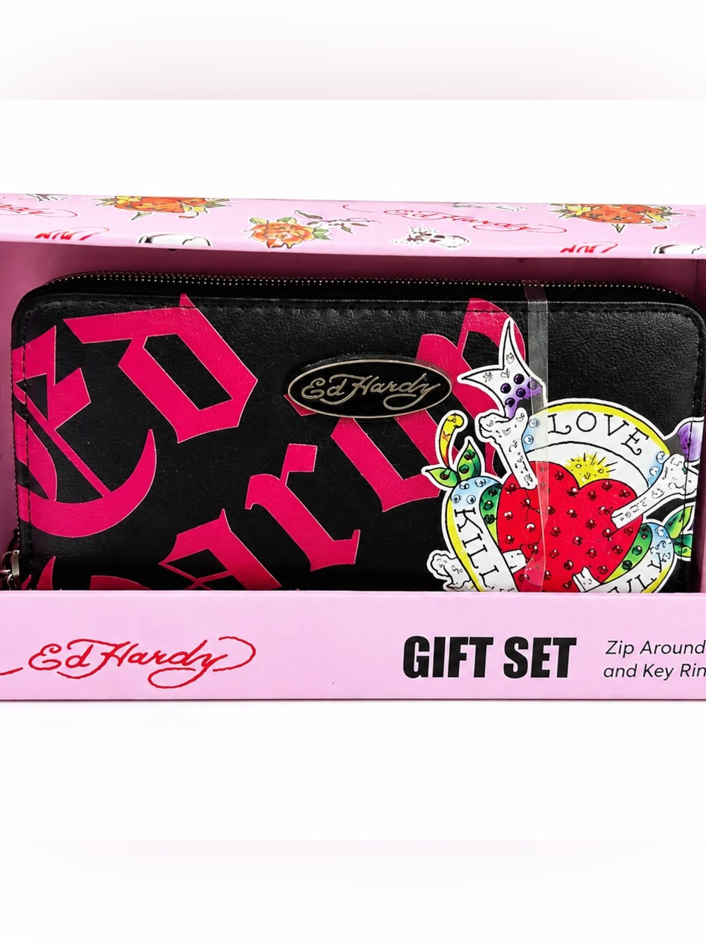 Ed Hardy Black with Red & Multicolor Heart Graphic Gift Set